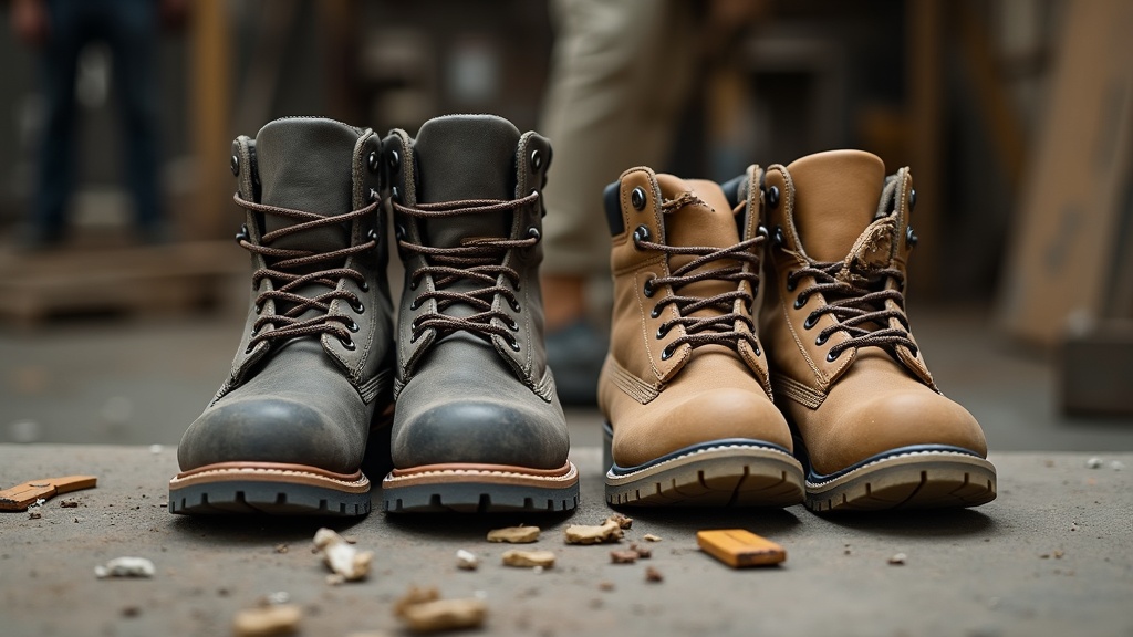 Comparación bota de obra gastada vs bota en buen estado