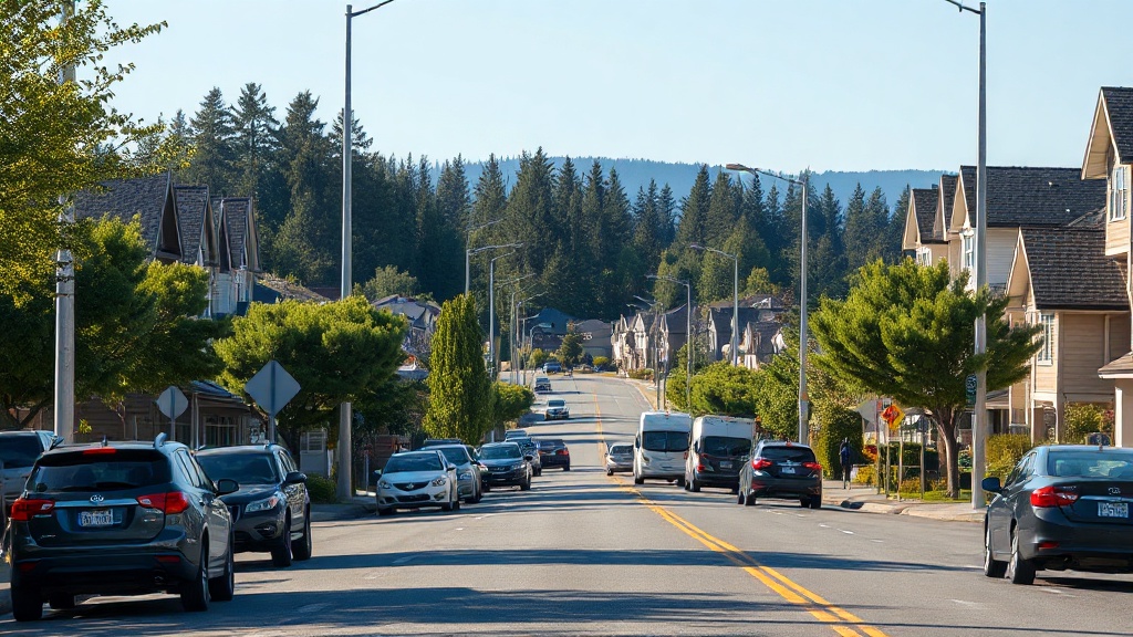 Illustrative streetscape of Traffic, British Columbia, in the Fraser Valley