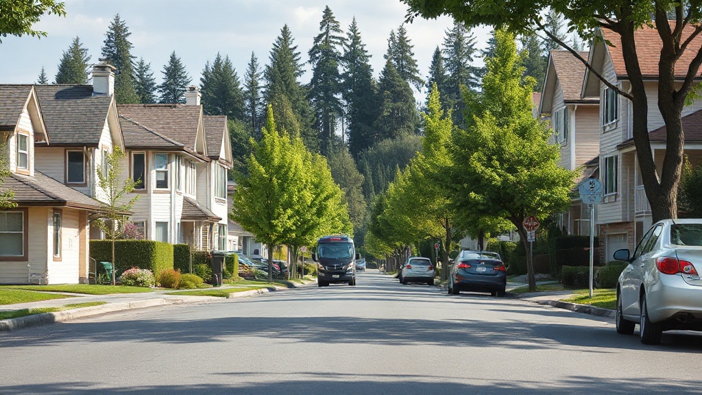 Illustrative streetscape of Car Dependence, British Columbia, in the Fraser Valley