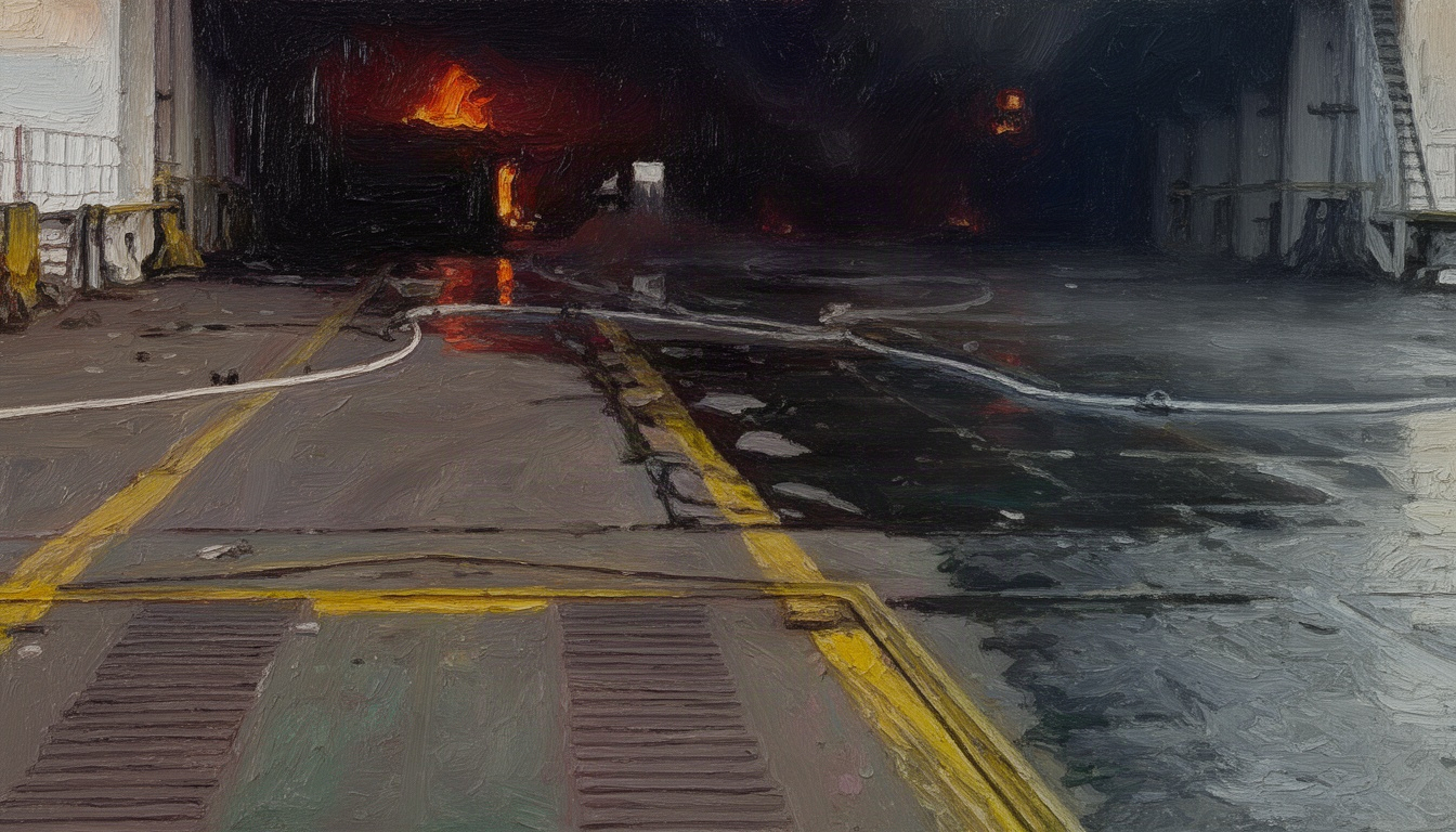 Turkish Cargo Ship Engulfed in Flames Following Drone Attack