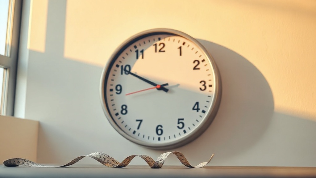 Wall clock sizing demonstration showing scale against a gym wall, illustrating 18-inch diameter for distance readability