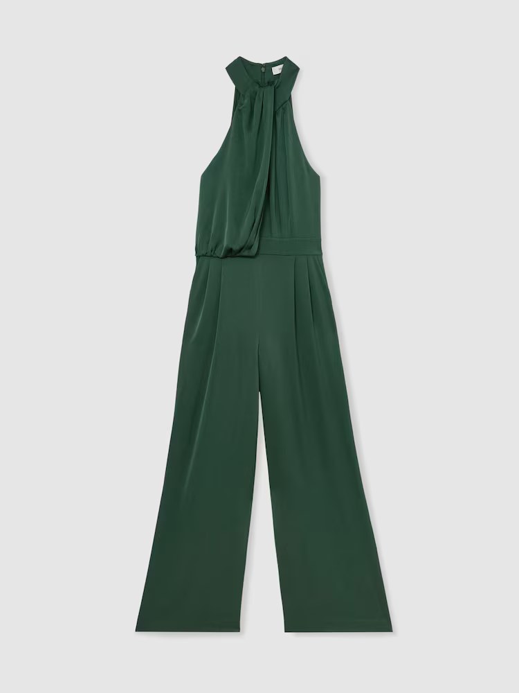 reiss, Satin Draped Wide-Leg Jumpsuit