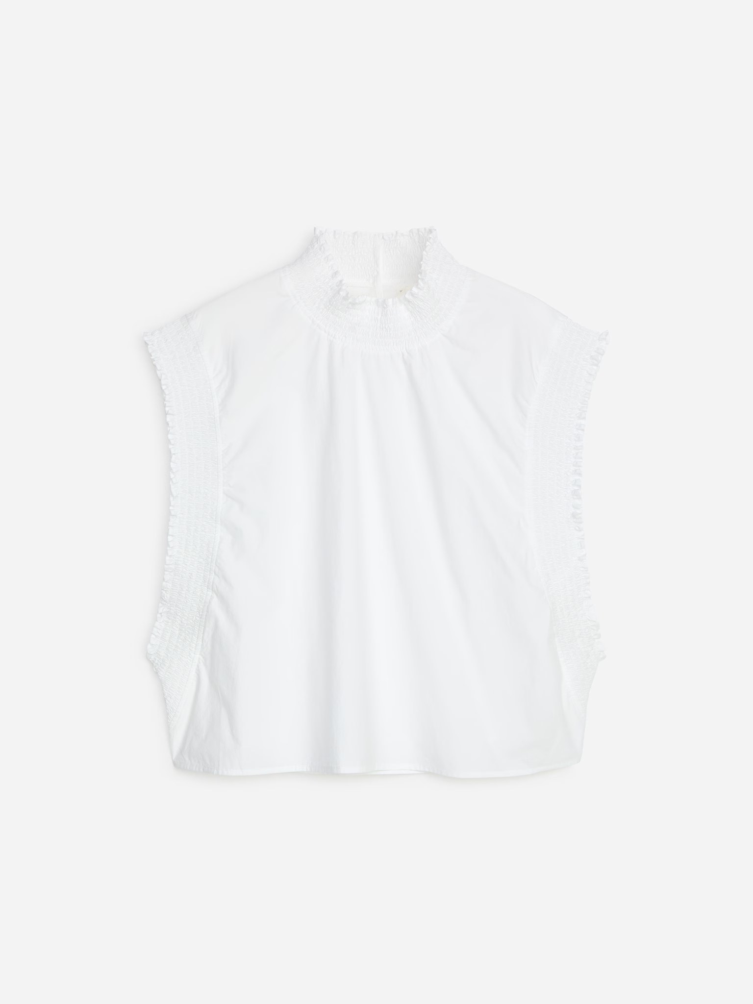 arket, SMOCKED COTTON POPLIN TOP