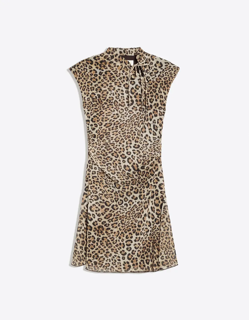 bershka, ANIMAL PRINT TULLE MINI DRESS
