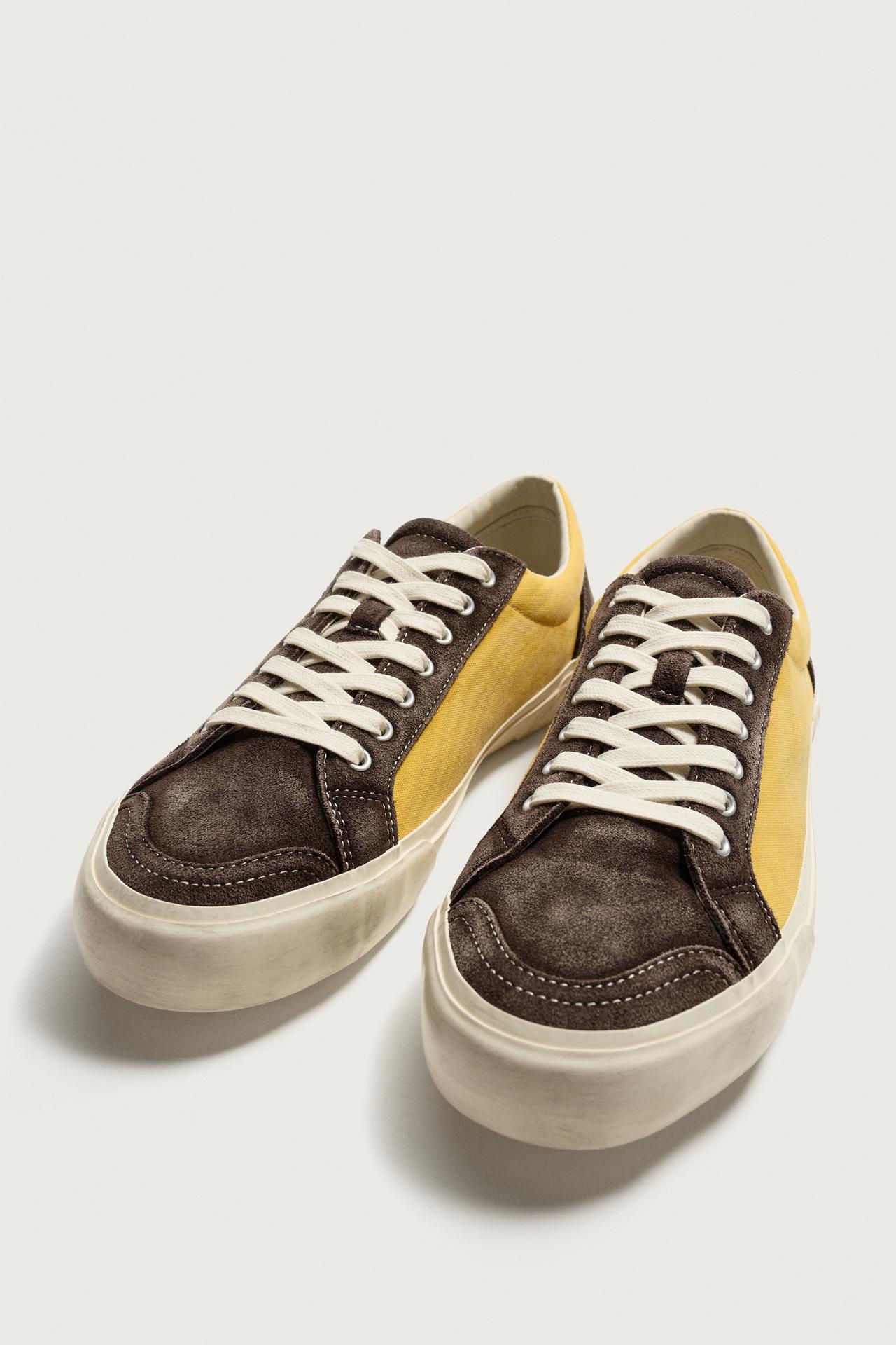zara, LEATHER MIX SNEAKERS