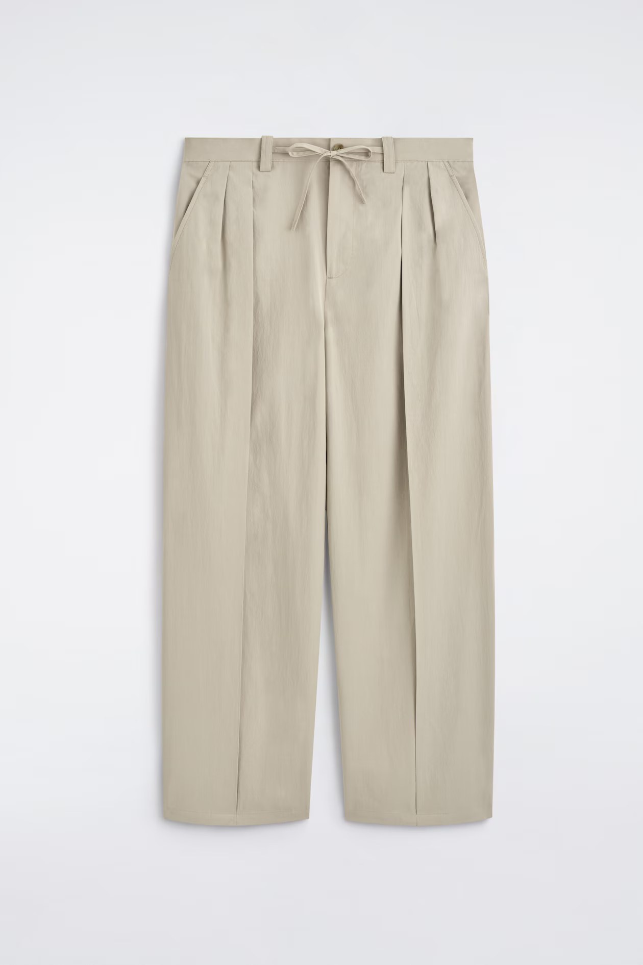 COS, COTTON RELAXED WIDE-LEG DRAWSTRING PANTS