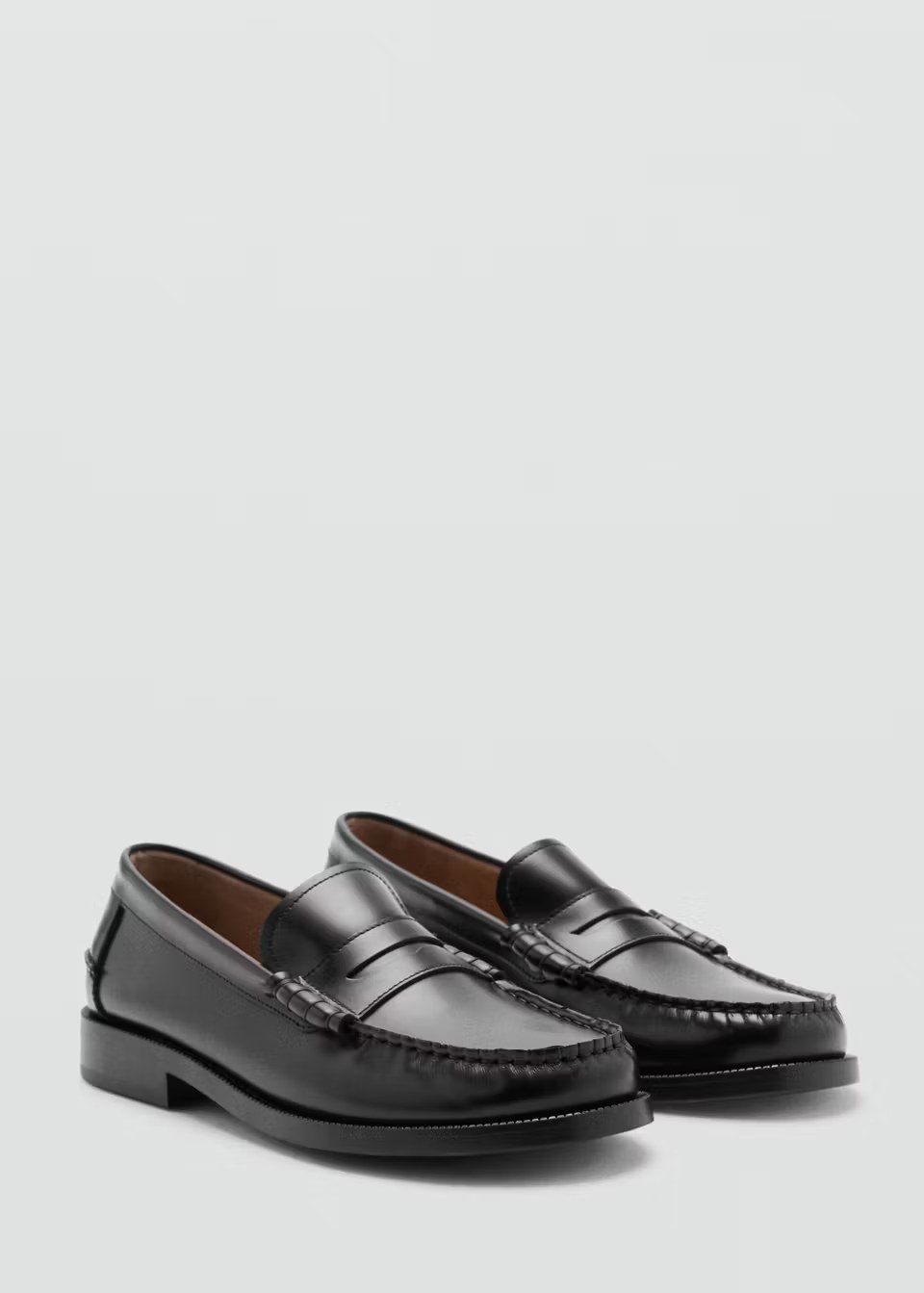 Mango, LEATHER PENNY LOAFERS