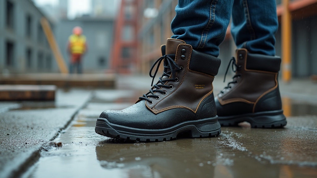 Botas de seguridad impermeables que no humedecen el pie adentro en obra mojada