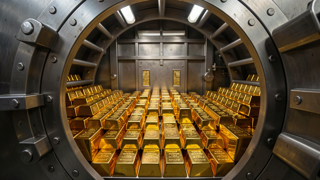 gold bars in bank vault storage