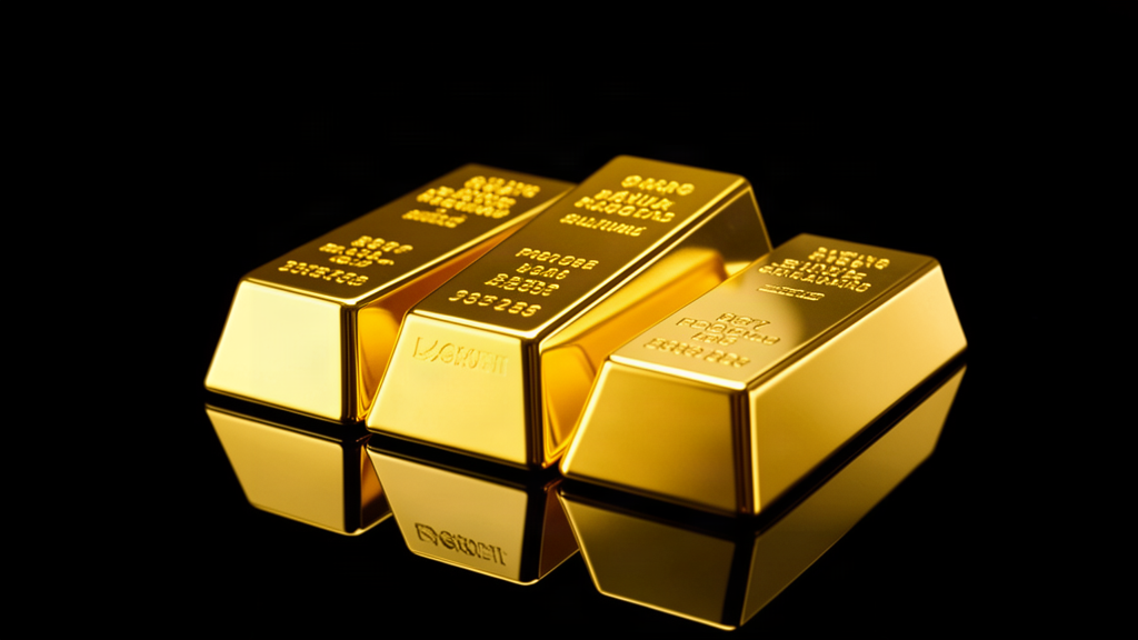 gold bullion bars reflecting light