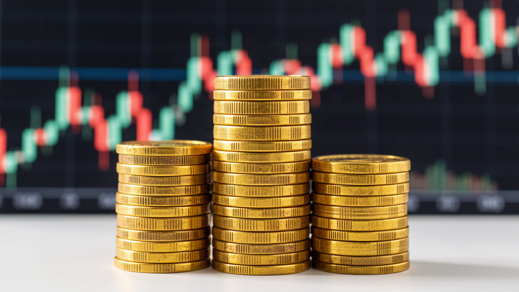 gold coins with financial chart