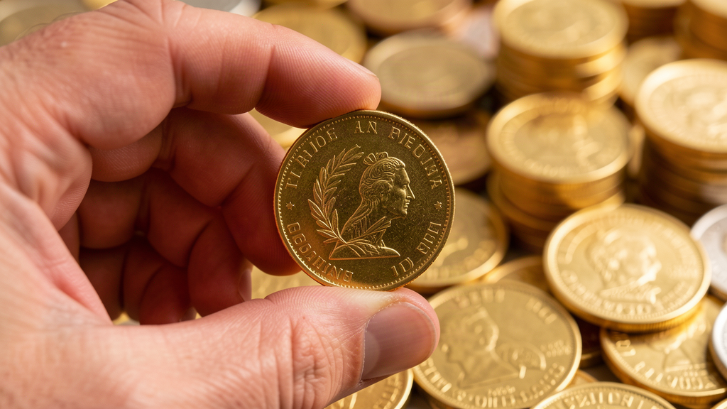 hand holding gold coin investment