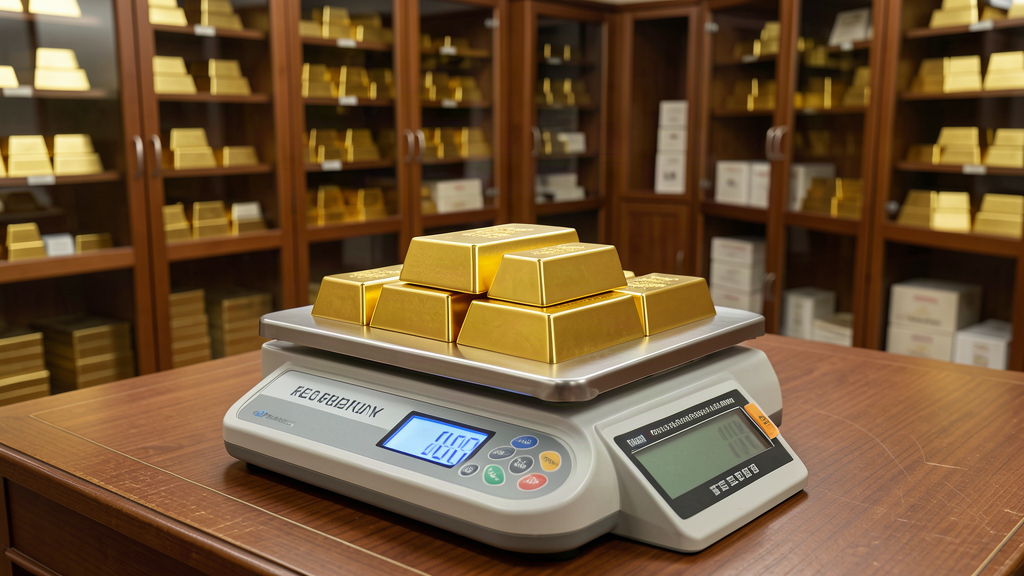 gold bars on weighing scale