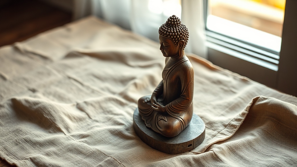 Statue de Bouddha en céramique ancienne avec craquelures et érosion typiques du vieillissement naturel
