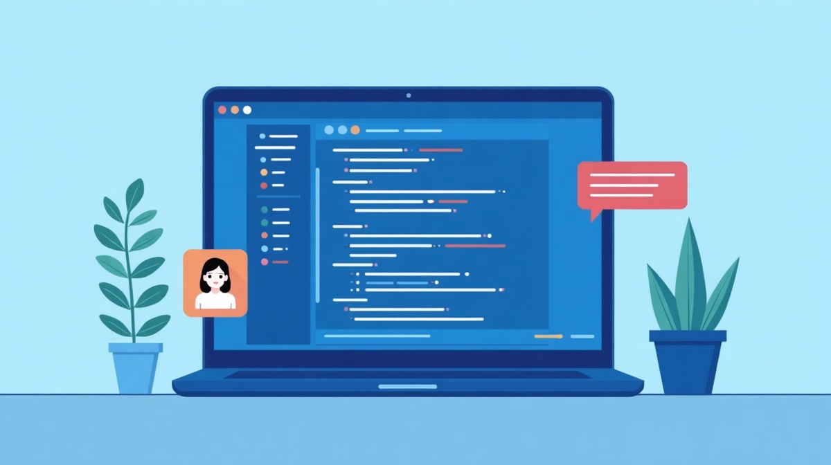Écran de code affichant un fichier CLAUDE.md et un assistant IA, illustration sur les instructions pour Claude Code