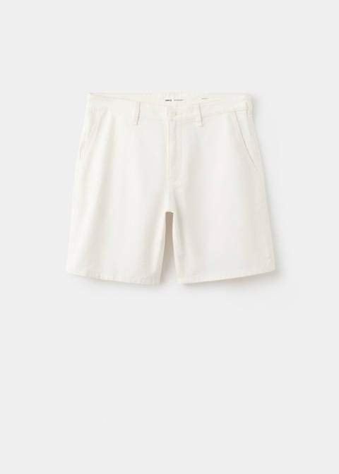 mango, COTTON-LINEN BLEND DENIM BERMUDA SHORTS, REGULAR FIT