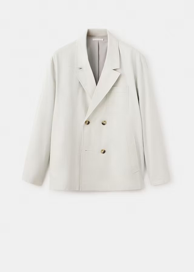 mango, 100% COTTON DOUBLE-BREASTED JACKET