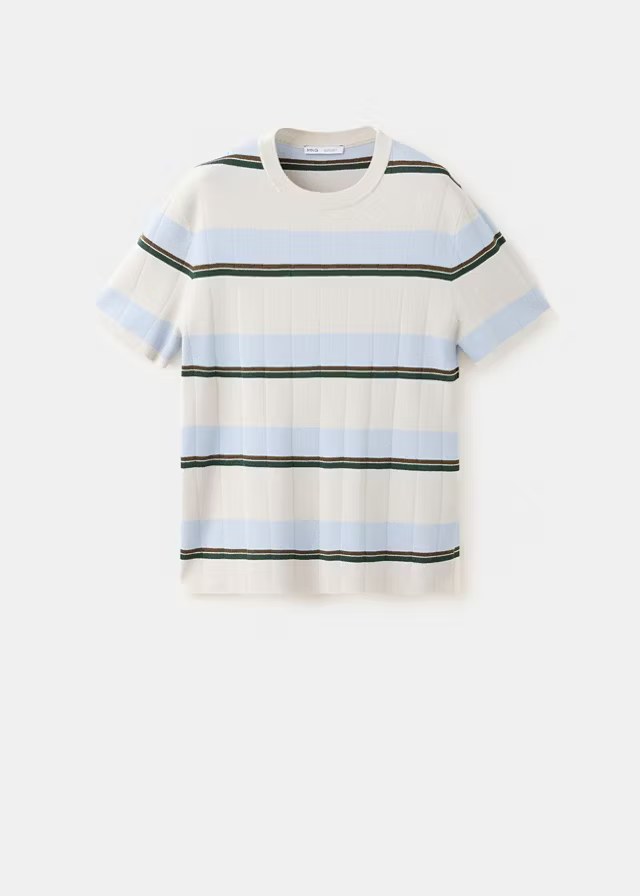 mango, COTTON BLEND STRIPED JERSEY T-SHIRT