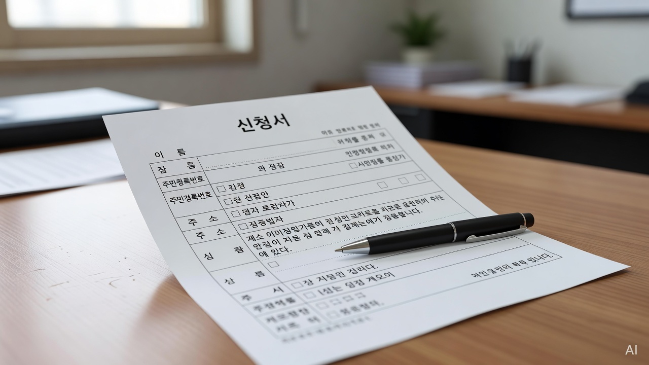 government application form documents and a pen on a desk