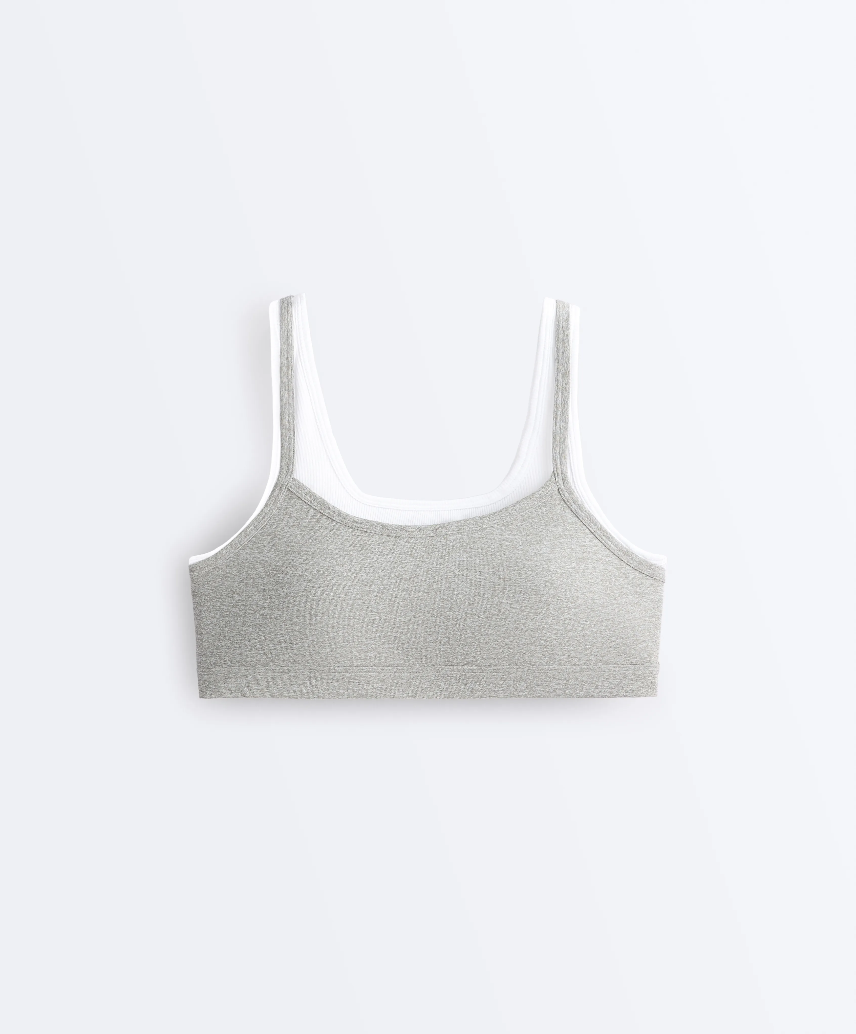 oysho, Medium-support ribbed heather sports bra with overlay