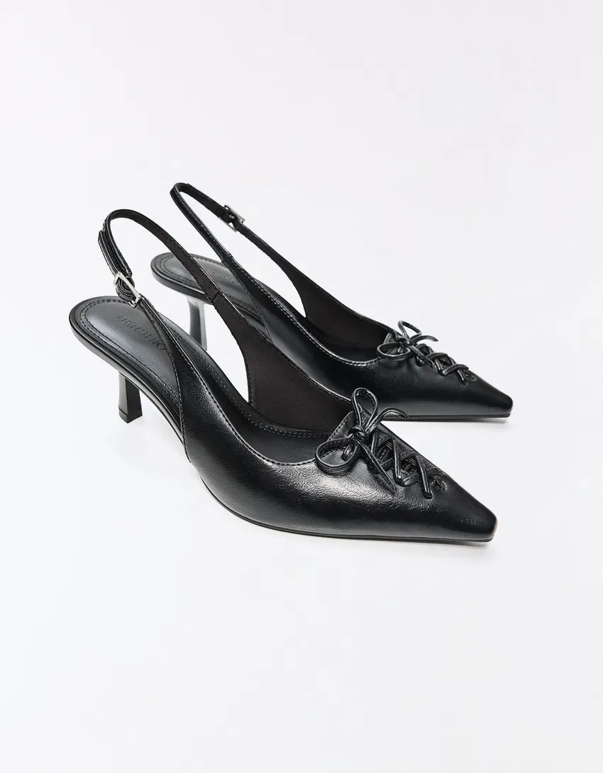bershka, KITTEN-HEEL CORSET SHOES