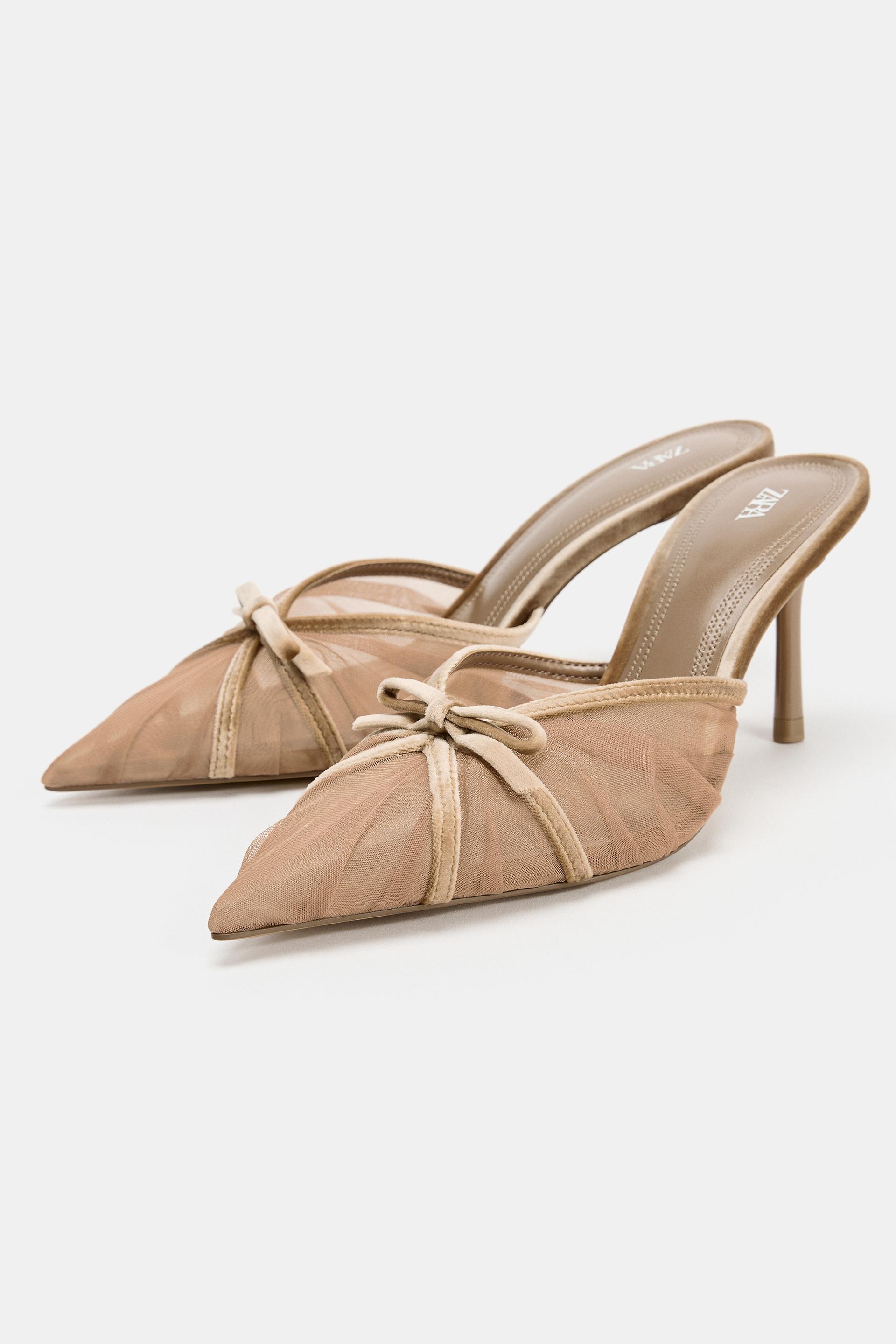 zara, MESH BOW MULES