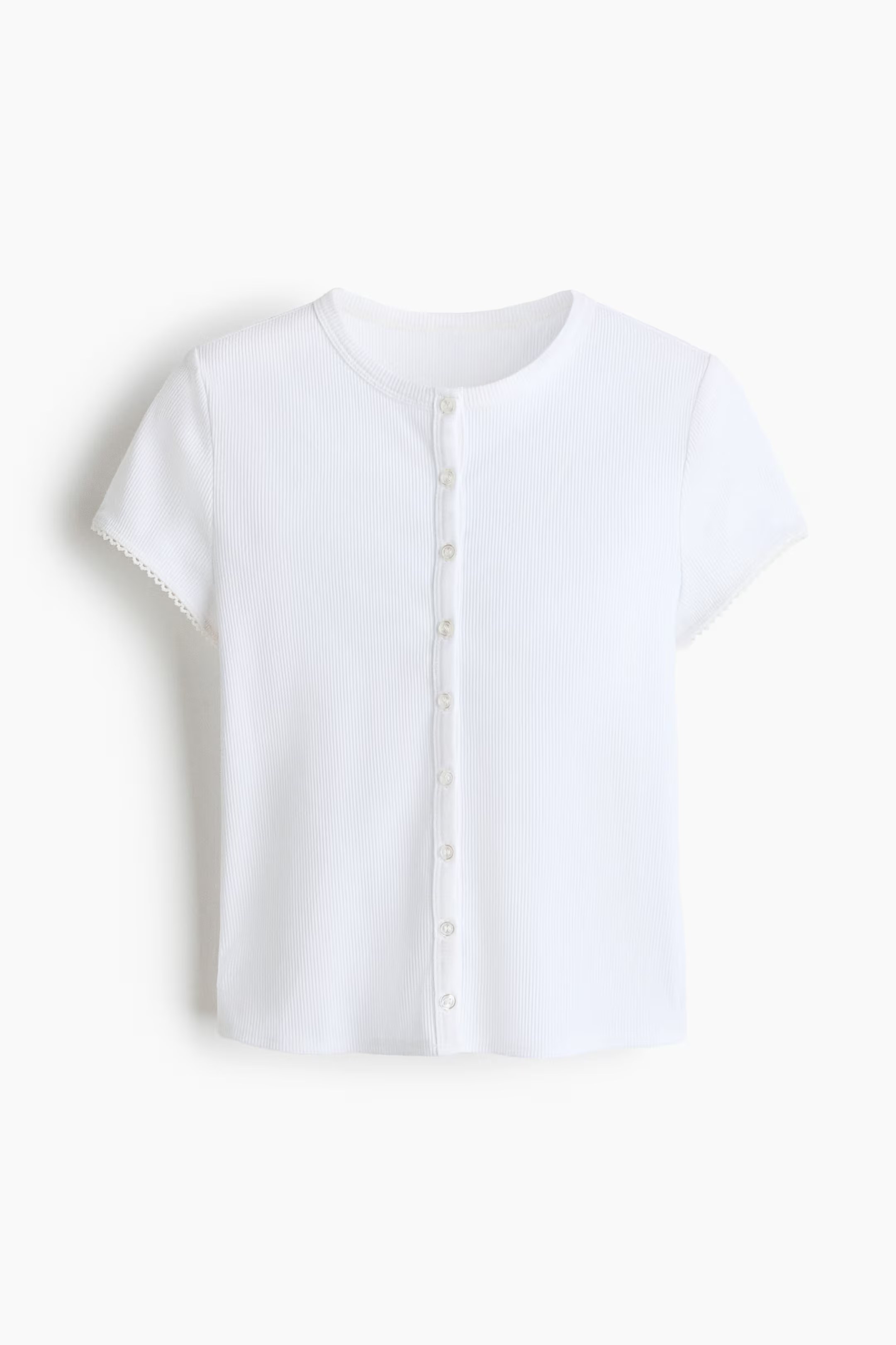 H&M, RIBBED BUTTON-FRONT TOP