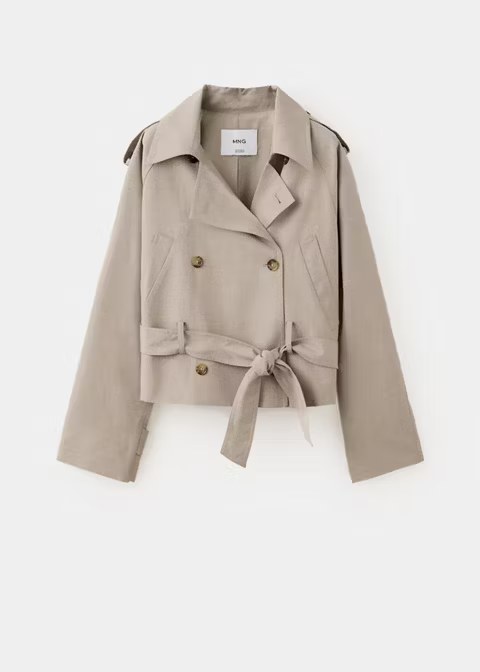 mango, SHORT TRENCH COAT WITH BELT