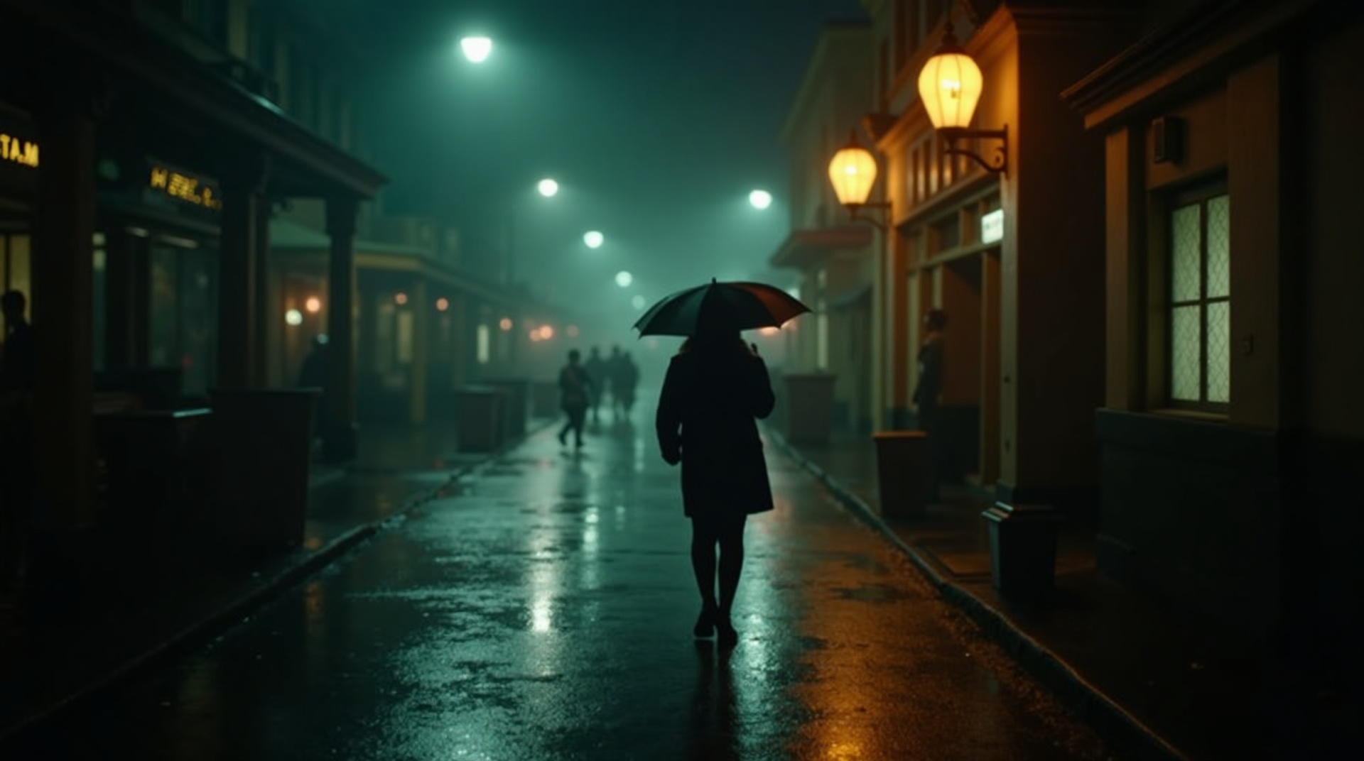Cinematic night street film still