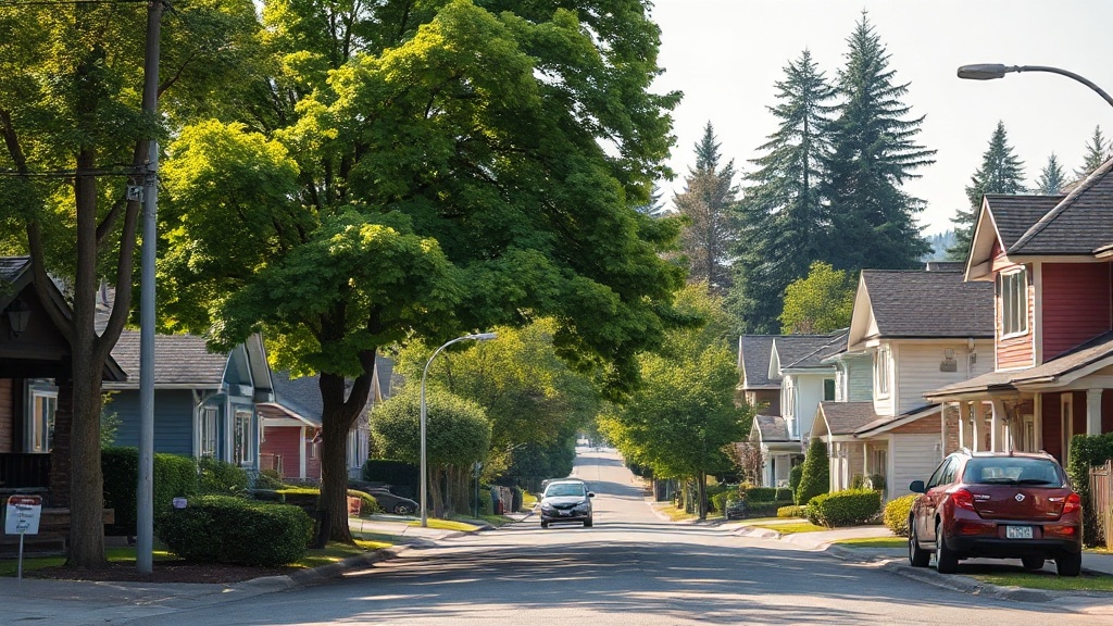Illustrative streetscape of Langley, British Columbia, in the Fraser Valley