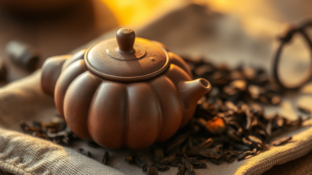 Théière en argile Yixing chinoise en forme de citrouille, texture microporeuse visible