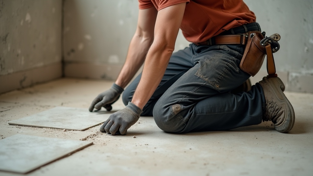 Pantalones de trabajo con rodilleras integradas en obra de construcción