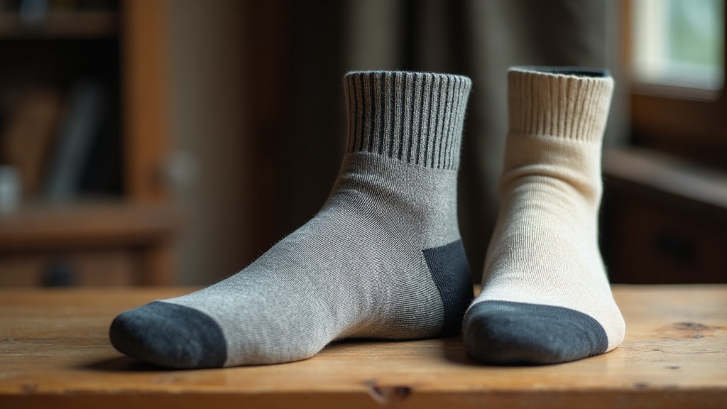 Comparación de grosor entre calcetín merino-nylon y calcetín de algodón simple