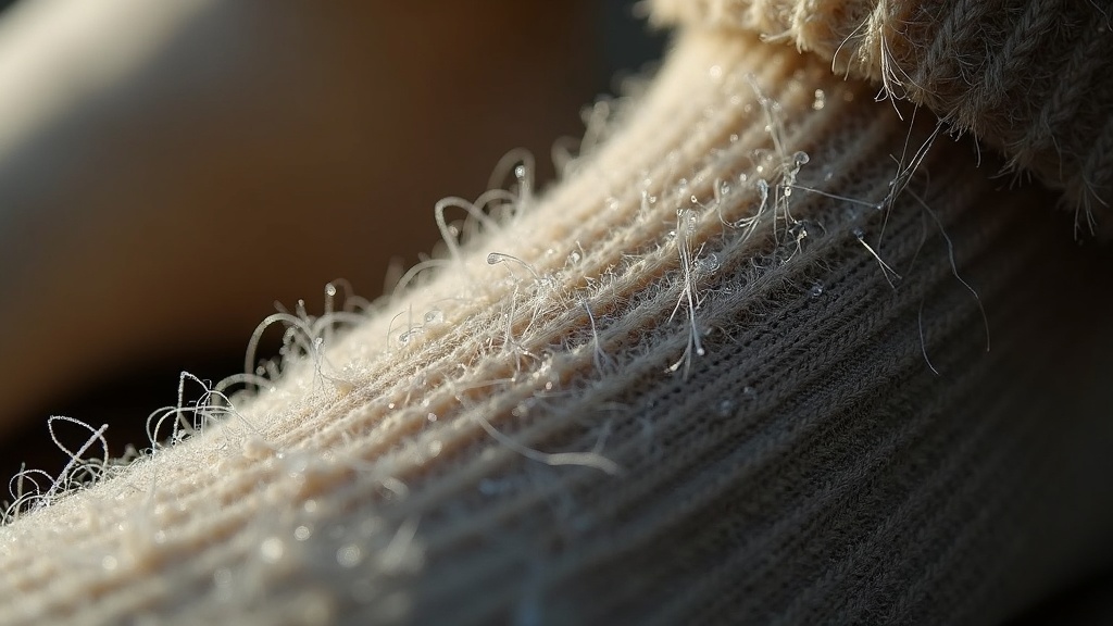 Textura de malla de calcetín de lana merino de cerca