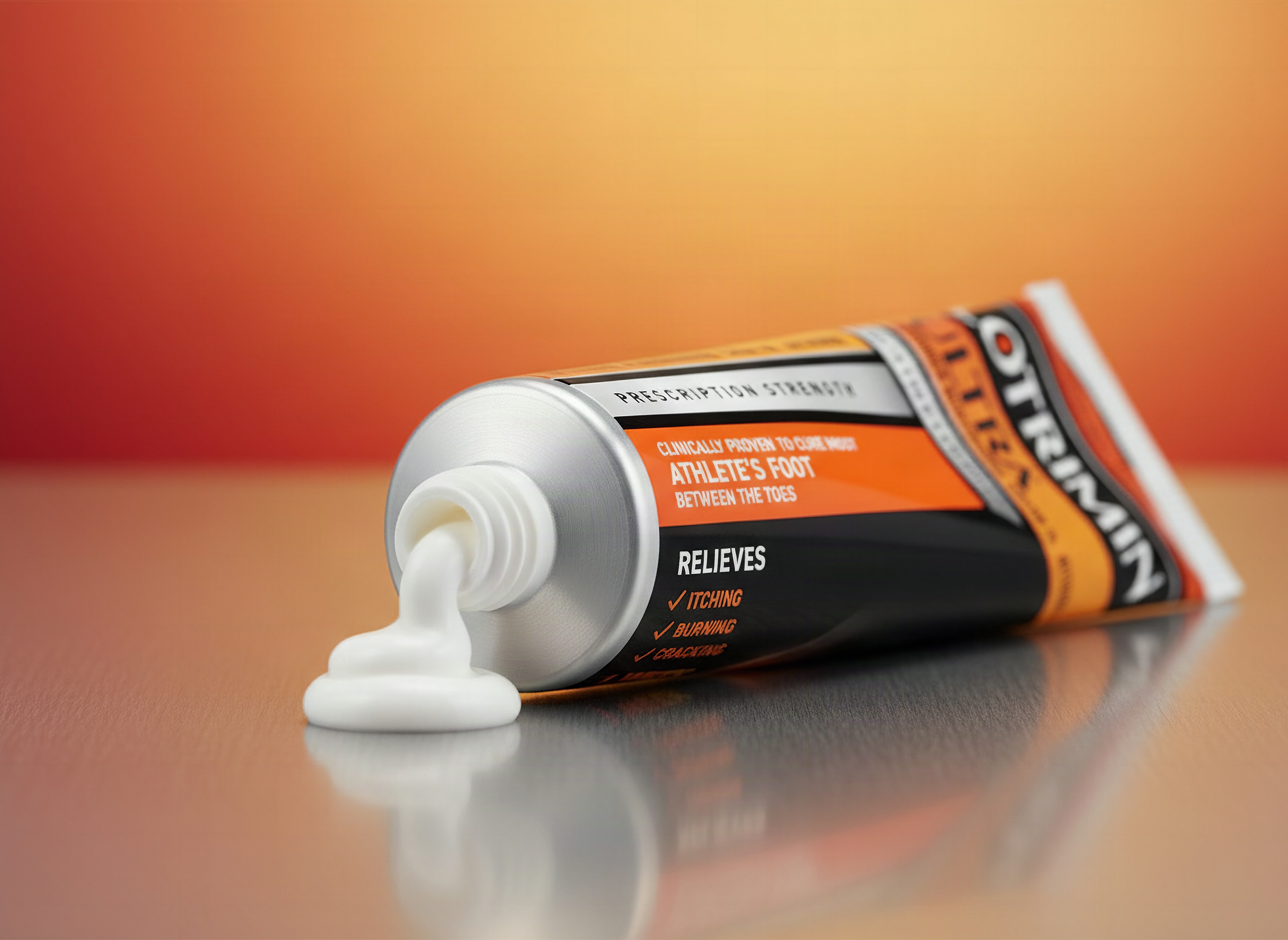 Lotrimin Ultra cream tube with nozzle open showing white formula inside, macro close-up