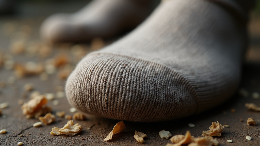 Cushioned heel of a thick boot sock for men