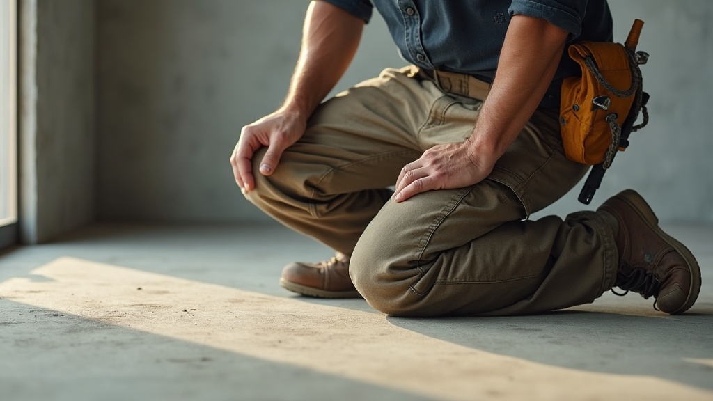 Pantalón de trabajo resistente en obra de construcción