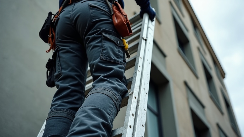 Electricista en pantalón de trabajo cargo con bolsillos múltiples
