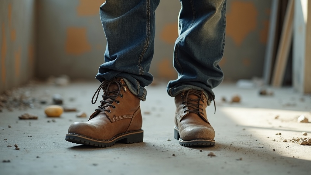 Pantalones de trabajo resistentes en obra de construcción