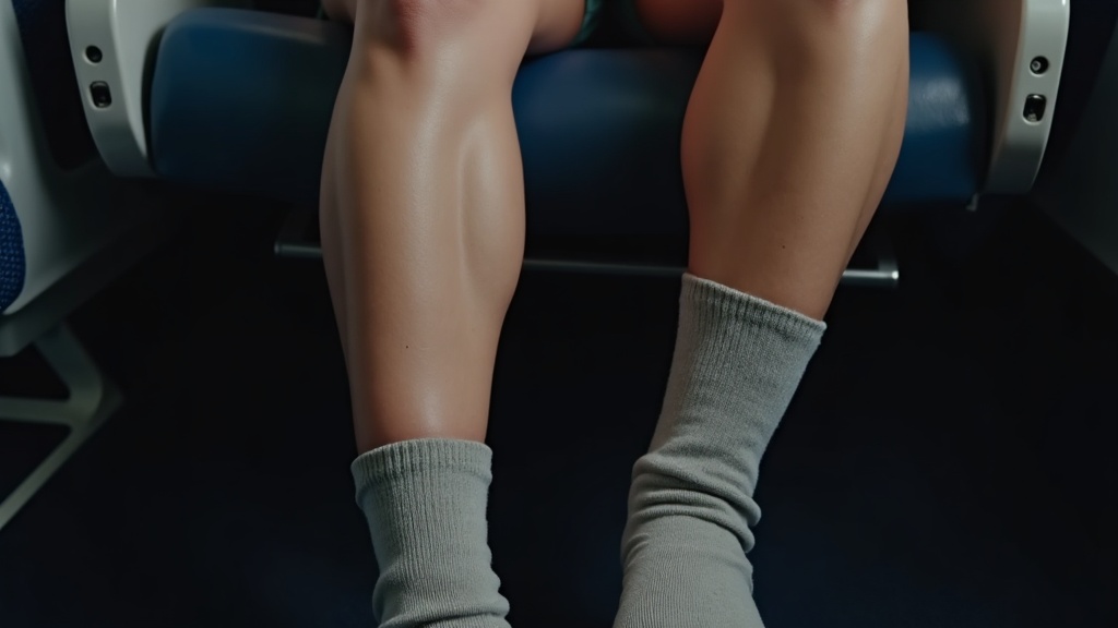 Swollen ankles on a long flight without compression socks