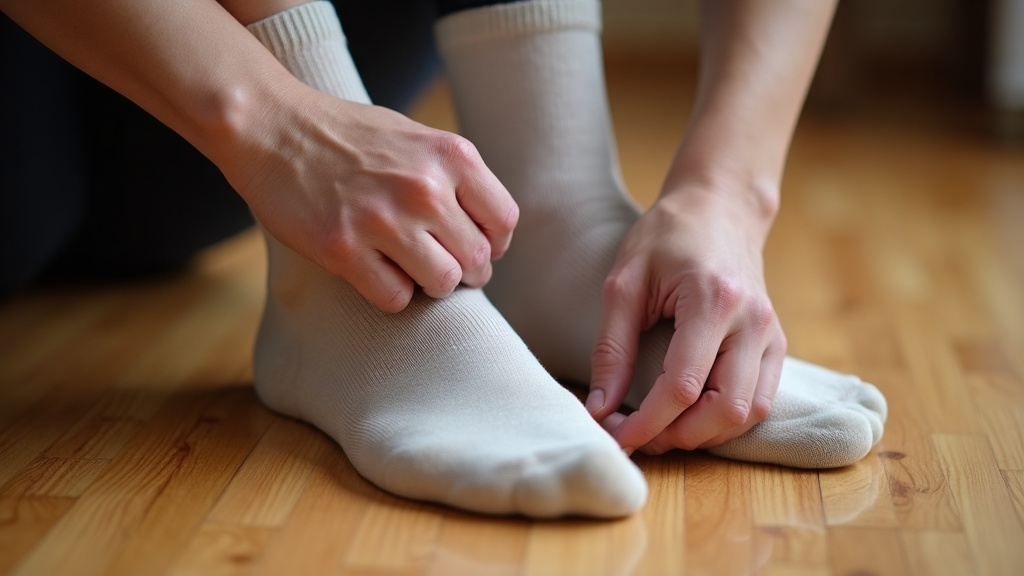 Correct way to put on compression socks for flying