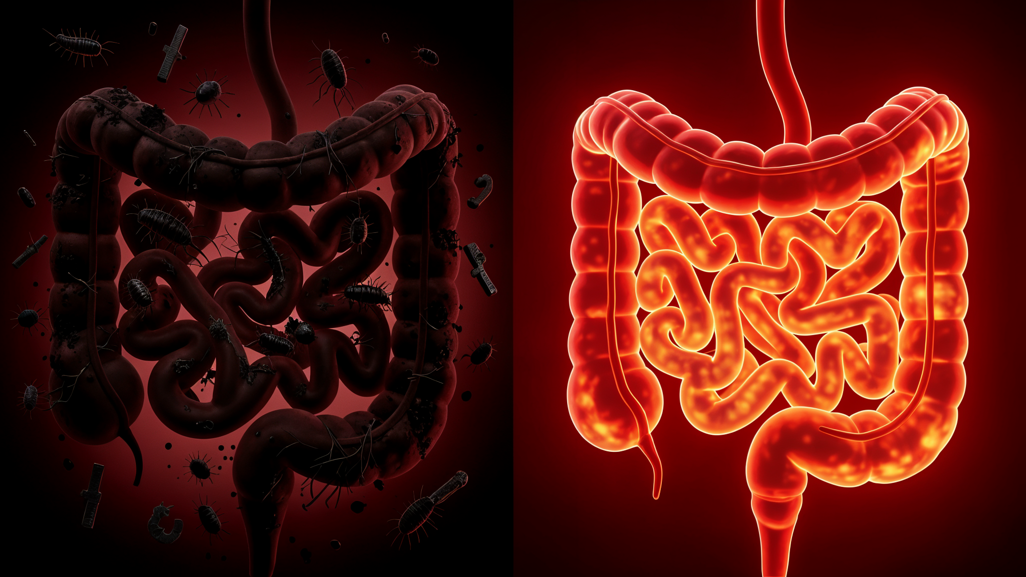 Red light penetrating biofilm in deep tissue