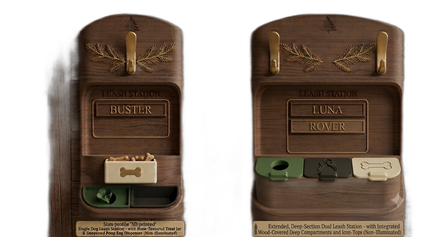 two wooden dog leash stations — free 3D model