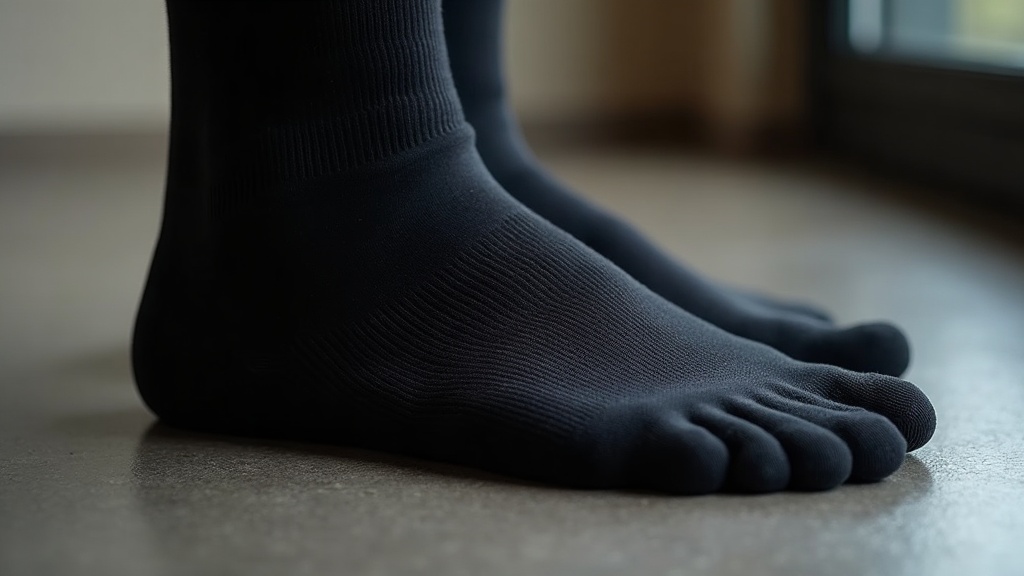 Close-up of compression sock fabric weave