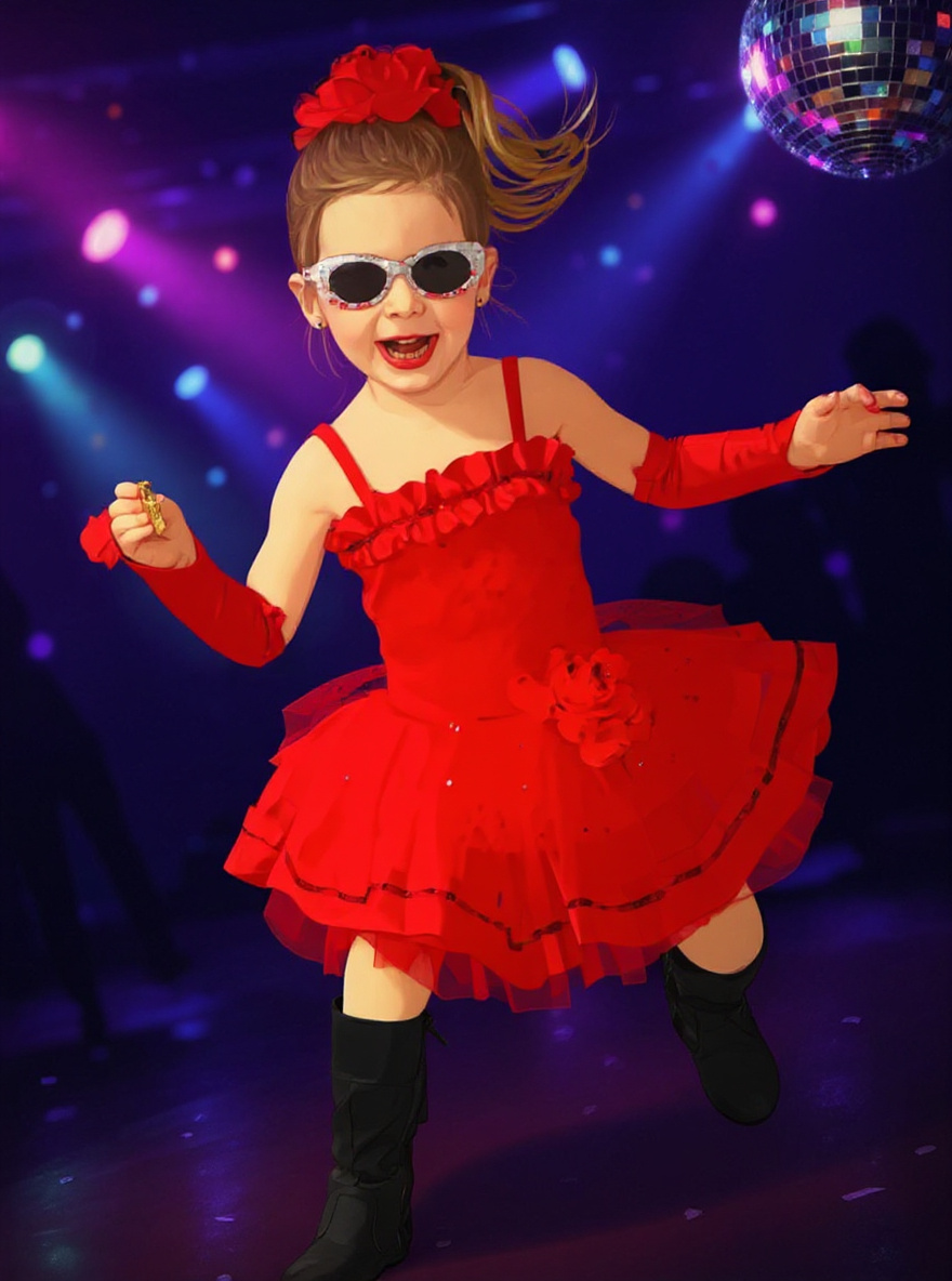 The same photo rendered in the Neon Party Glow style