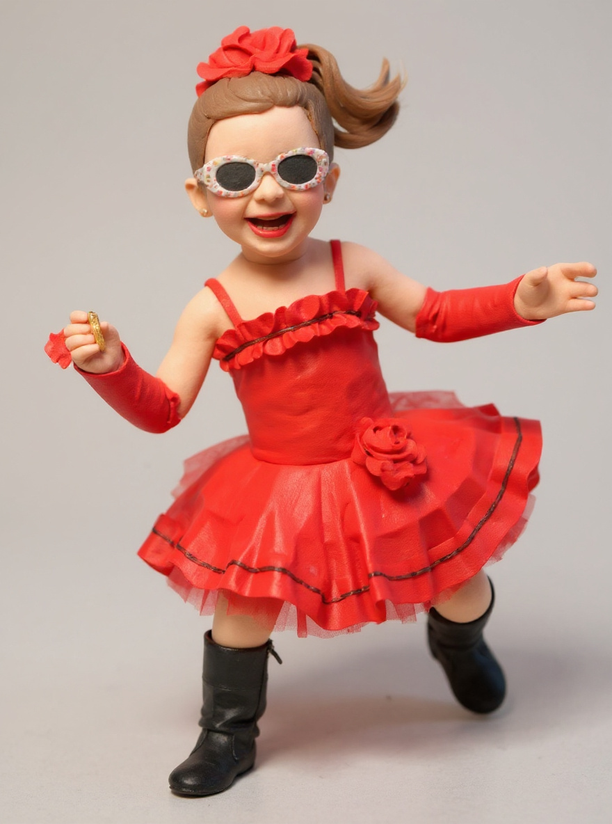 The same photo rendered in the Claymation style