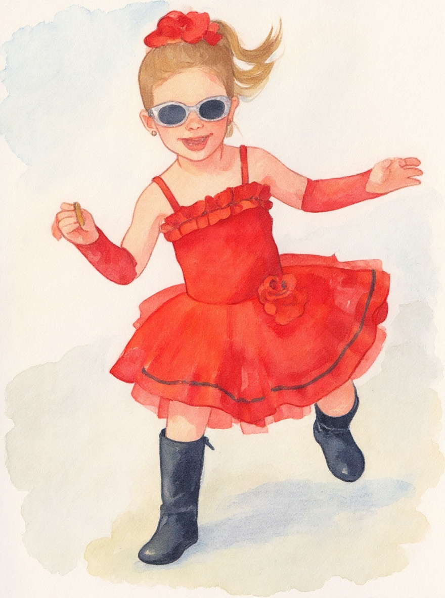 The same photo rendered in the Watercolor Storybook style