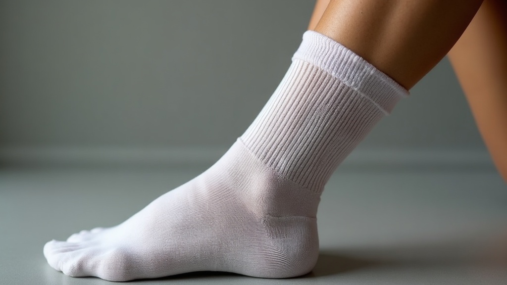 Graduated compression sock weave at the ankle