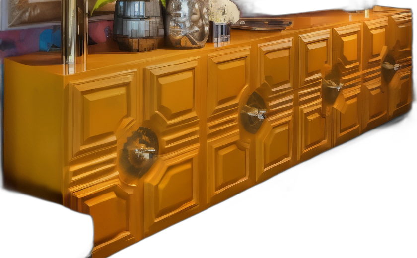 ornate wooden cabinet with decorative handles — free 3D model