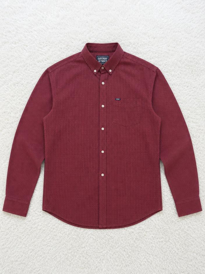 Superdry Burgundy Check Long Sleeve Button-Up Shirt — Vinted listing photo example